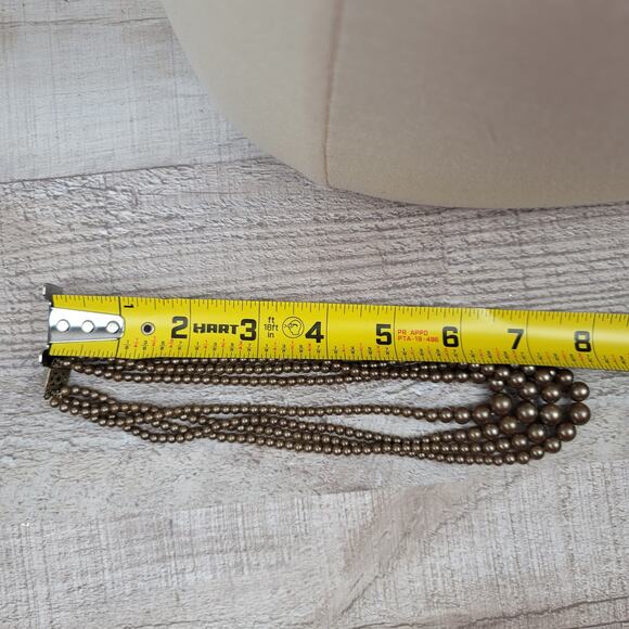 Vintage Faux Pearl Necklace Deep Bronze Choker Acrylic Layered Box Clasp - Picture 5 of 5